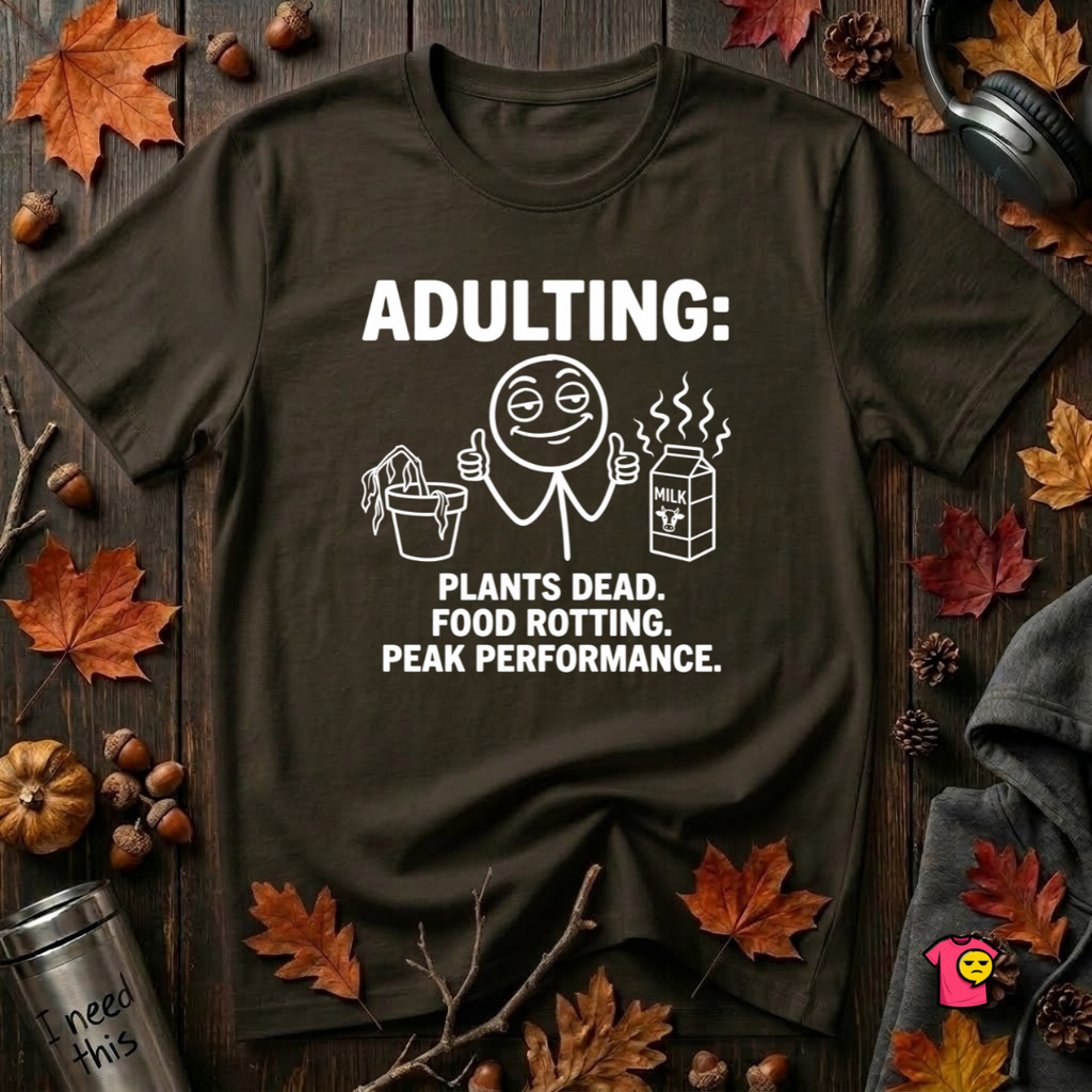 Adulting -- Plants Dead, Food Rotting, Peak Performance T=Shirt