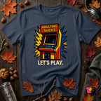 Adulting Sucks. Let's Play! sarcastic graphic t-shirt in Navy by Snarky Sarks