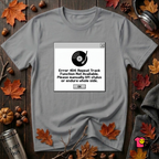 Error 404: Vinyl Record sarcastic graphic t-shirt in Heather Storm by Snarky Sarks