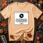 Error 404: Vinyl Record sarcastic graphic t-shirt in Peach by Snarky Sarks
