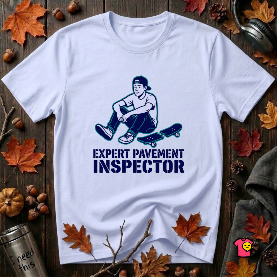 Expert Pavement Inspector sarcastic graphic t-shirt in Ash by Snarky Sarks