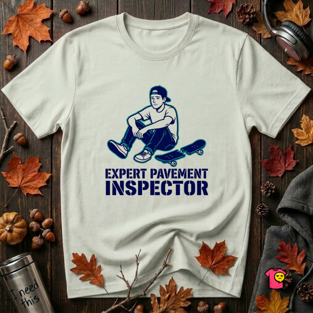 Expert Pavement Inspector sarcastic graphic t-shirt in Citron by Snarky Sarks