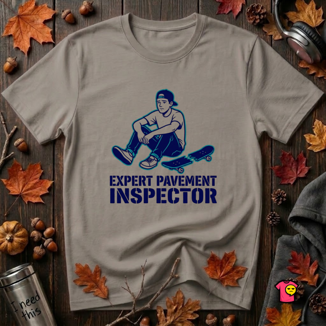 Expert Pavement Inspector sarcastic graphic t-shirt in Deep Heather by Snarky Sarks