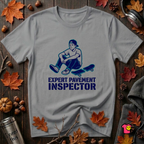 Expert Pavement Inspector sarcastic graphic t-shirt in Heather Storm by Snarky Sarks