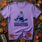 Expert Pavement Inspector sarcastic graphic t-shirt in Heather Team Purple by Snarky Sarks