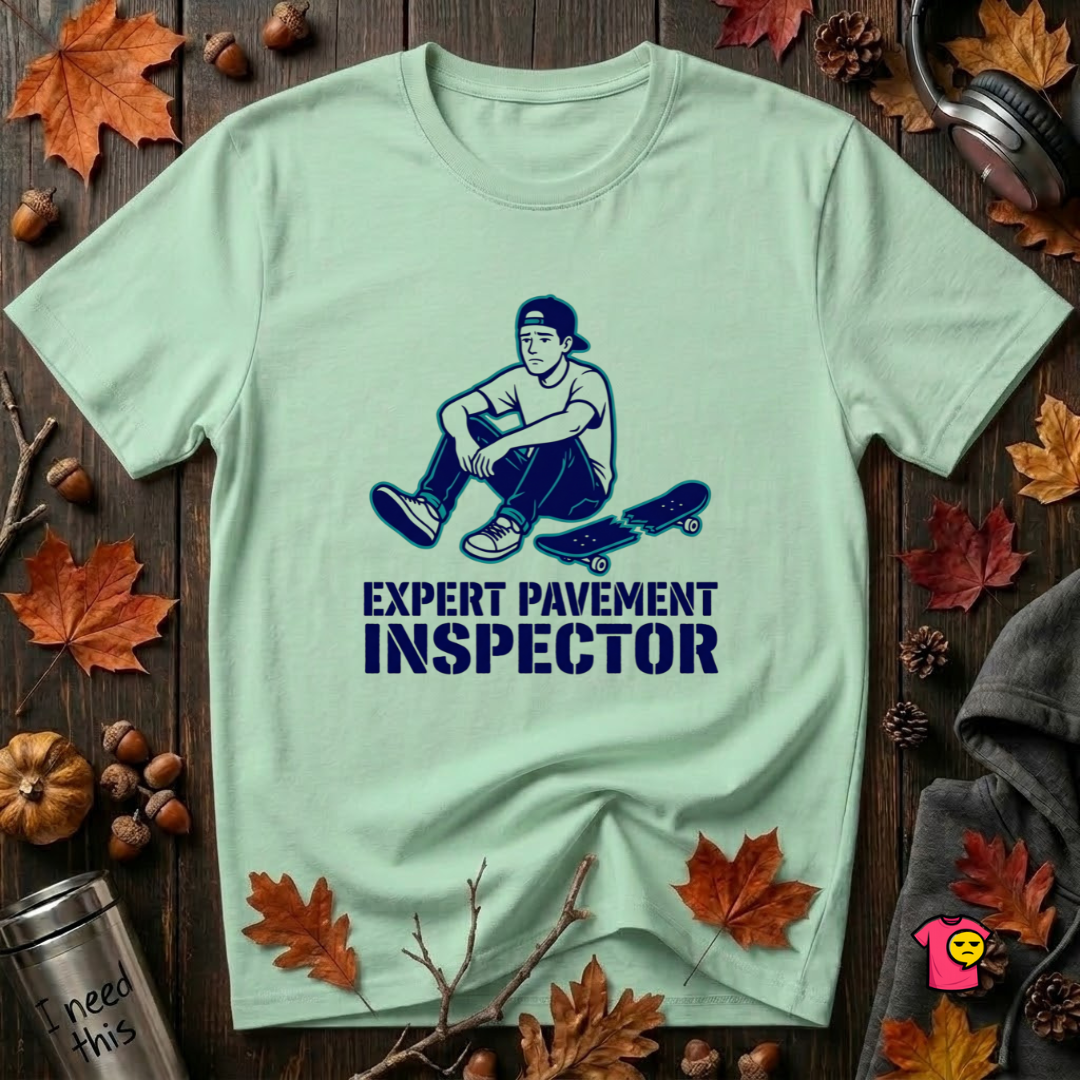Expert Pavement Inspector sarcastic graphic t-shirt in Mint by Snarky Sarks