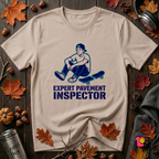 Expert Pavement Inspector sarcastic graphic t-shirt in Natural by Snarky Sarks