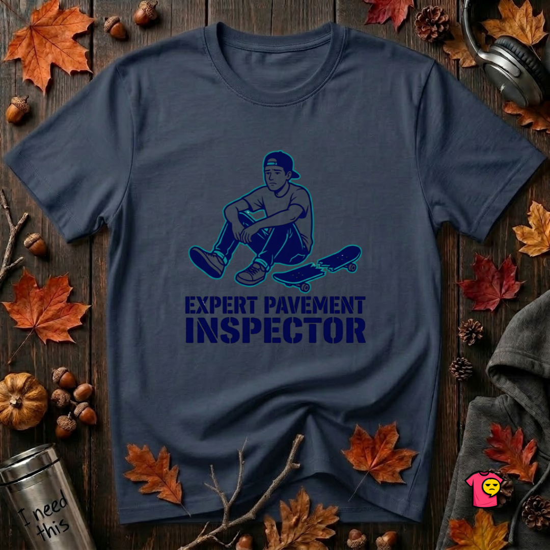 Expert Pavement Inspector sarcastic graphic t-shirt in Navy by Snarky Sarks