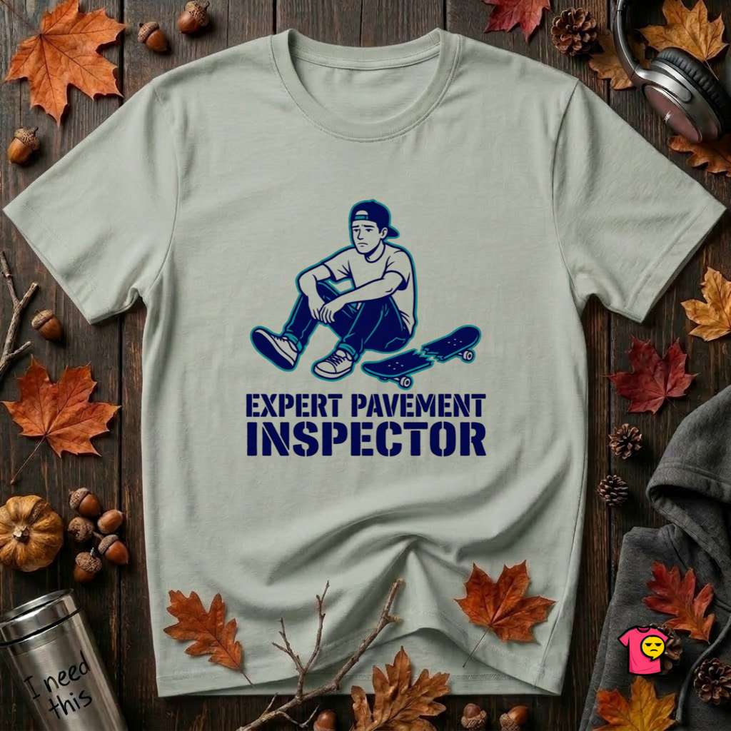 Expert Pavement Inspector sarcastic graphic t-shirt in Sage by Snarky Sarks