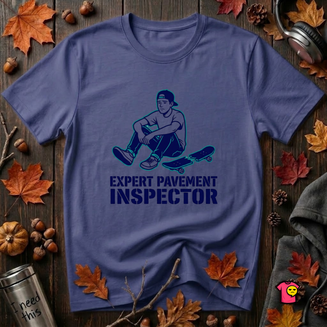 Expert Pavement Inspector sarcastic graphic t-shirt in Team Navy by Snarky Sarks