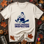 Expert Pavement Inspector sarcastic graphic t-shirt in White by Snarky Sarks