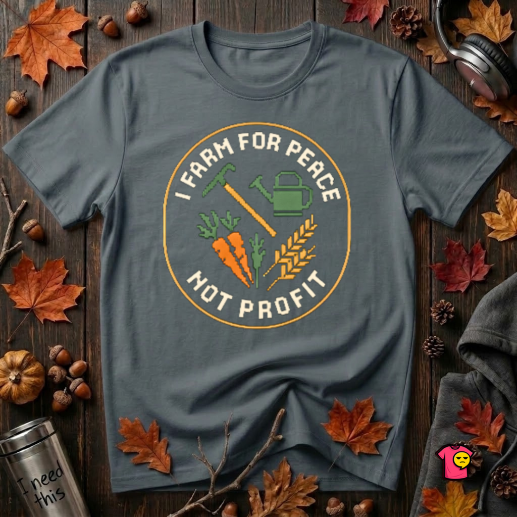Farm for Peace Not Profit sarcastic graphic t-shirt in Dark Gray by Snarky Sarks