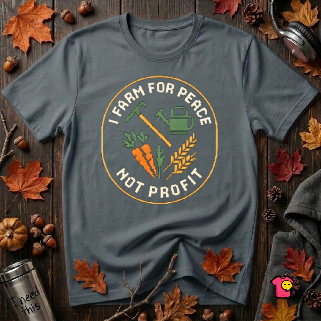 Farm for Peace Not Profit sarcastic graphic t-shirt in Dark Gray by Snarky Sarks