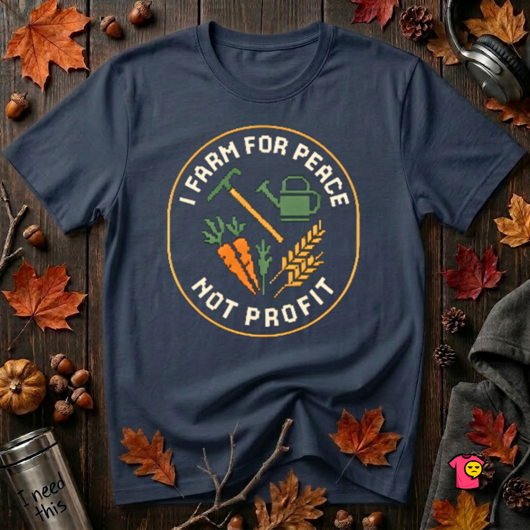Farm for Peace Not Profit sarcastic graphic t-shirt in Navy by Snarky Sarks