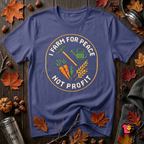 Farm for Peace Not Profit sarcastic graphic t-shirt in Team Navy by Snarky Sarks