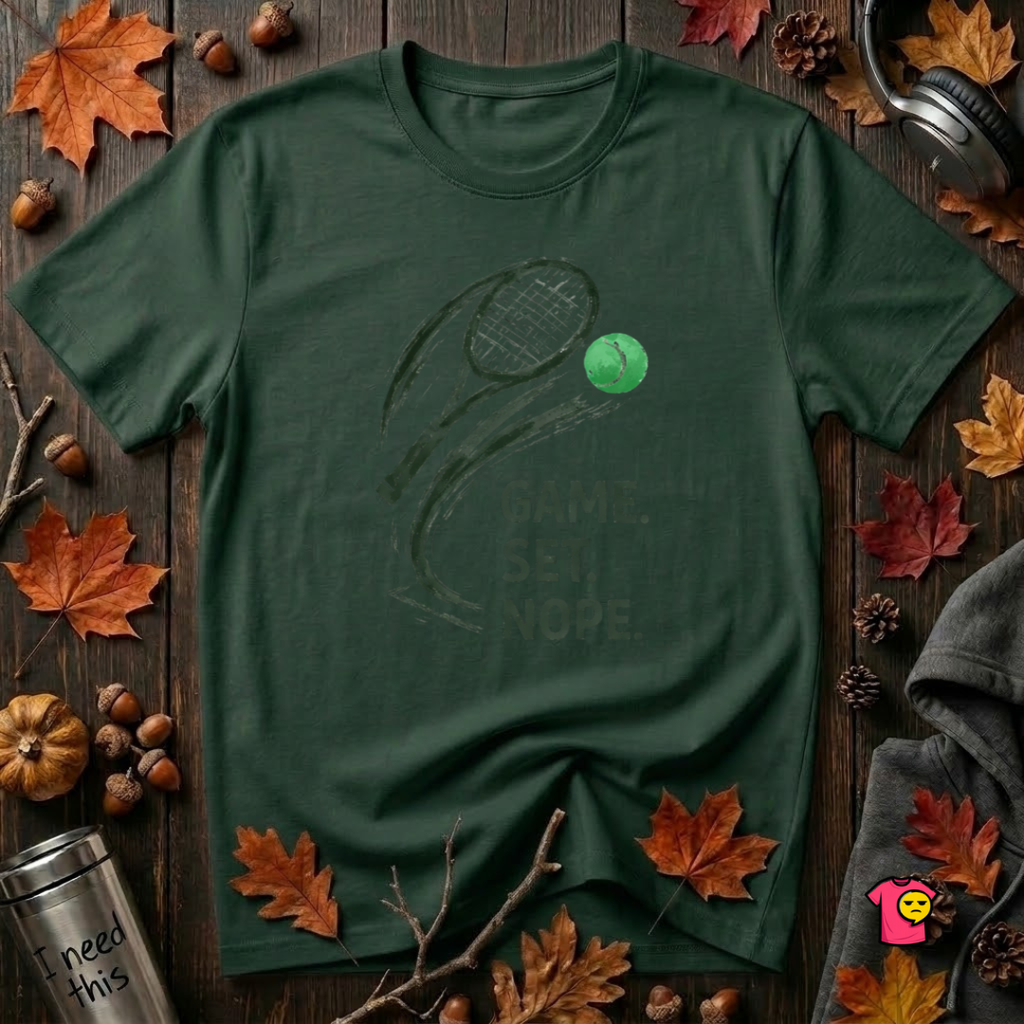 Game. Set. Nope. sarcastic tennis graphic t-shirt in Forest by Snarky Sarks