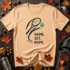 Game. Set. Nope. sarcastic tennis graphic t-shirt in Peach by Snarky Sarks