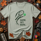 Game. Set. Nope. sarcastic tennis graphic t-shirt in Sage by Snarky Sarks