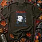 Garage Engineer -- Mostly Guessing sarcastic graphic t-shirt in Black by Snarky Sarks