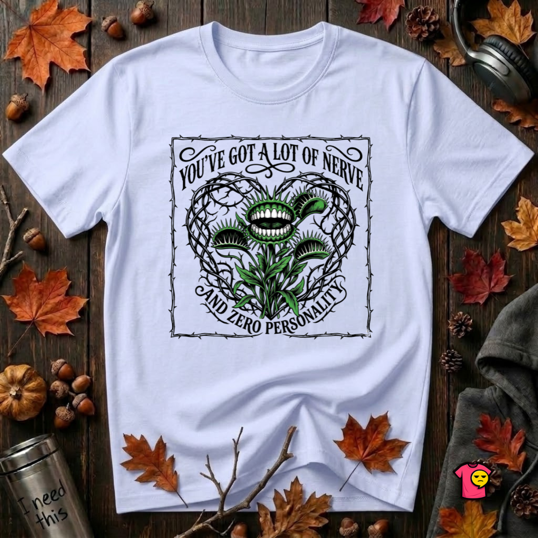 You've Got a Lot of Nerve Venus flytrap t-shirt in Ash by Snarky Sarks