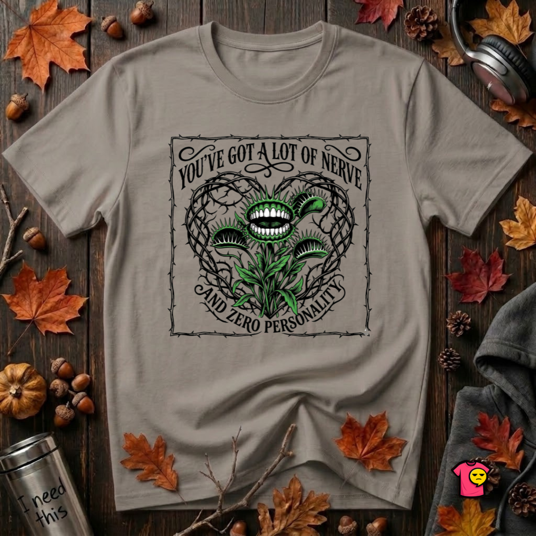 You've Got a Lot of Nerve Venus flytrap t-shirt in Deep Heather by Snarky Sarks