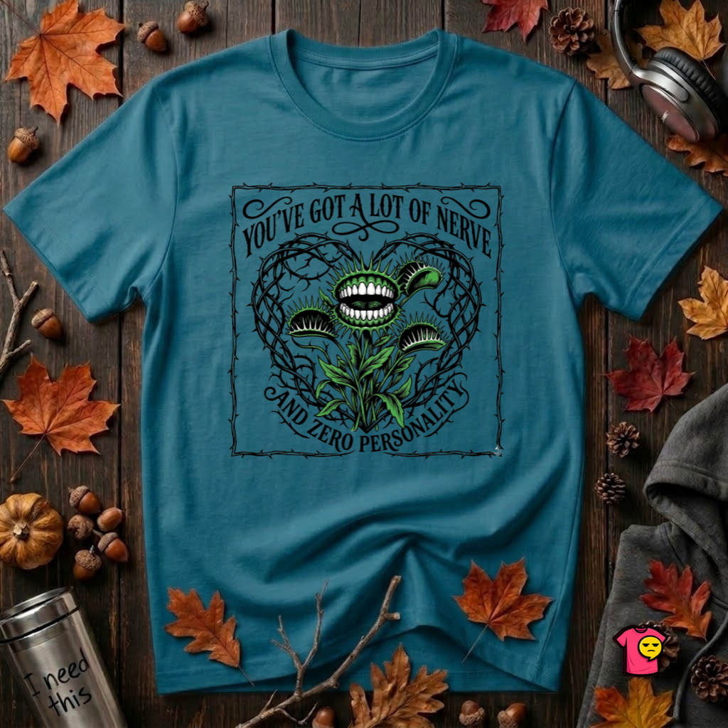 You've Got a Lot of Nerve Venus flytrap t-shirt in Deep Teal by Snarky Sarks