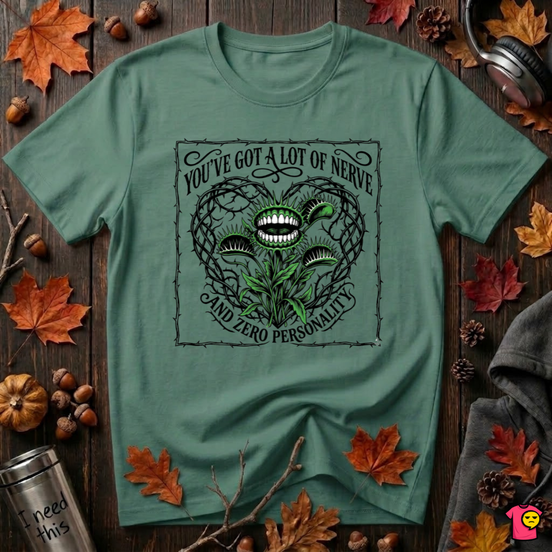 You've Got a Lot of Nerve Venus flytrap t-shirt in Grass Green by Snarky Sarks