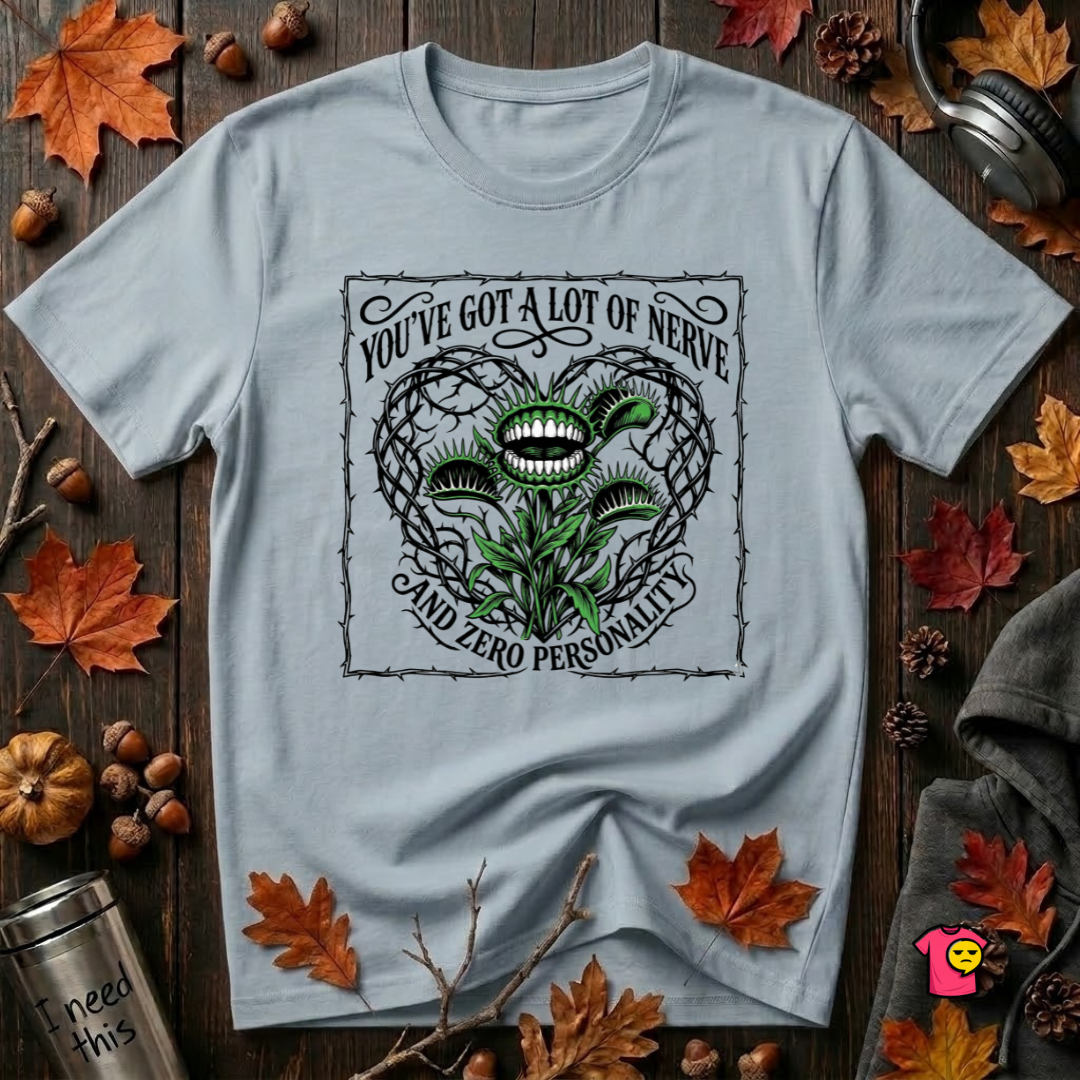 You've Got a Lot of Nerve Venus flytrap t-shirt in Light Blue by Snarky Sarks
