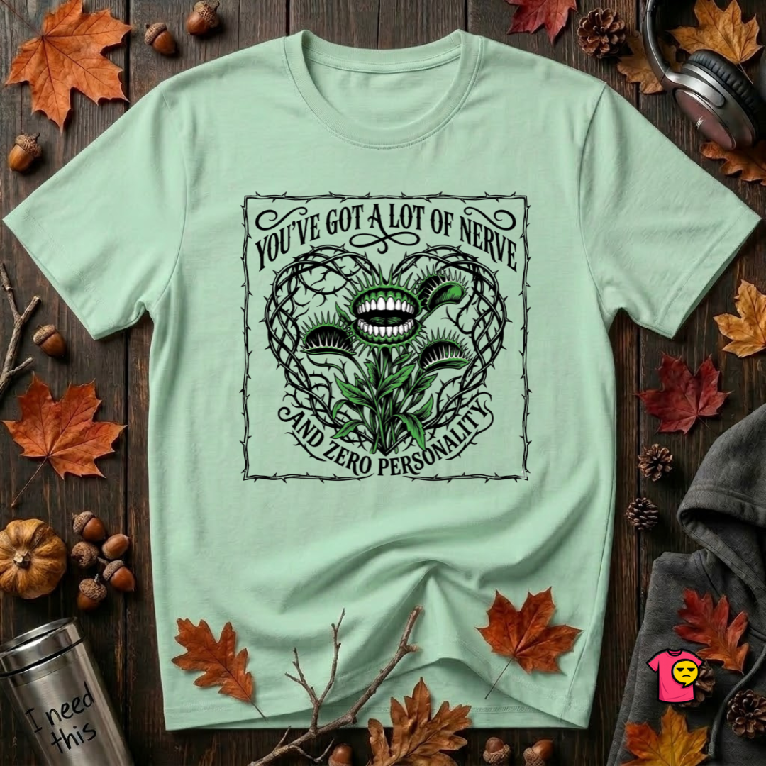 You've Got a Lot of Nerve Venus flytrap t-shirt in Mint by Snarky Sarks
