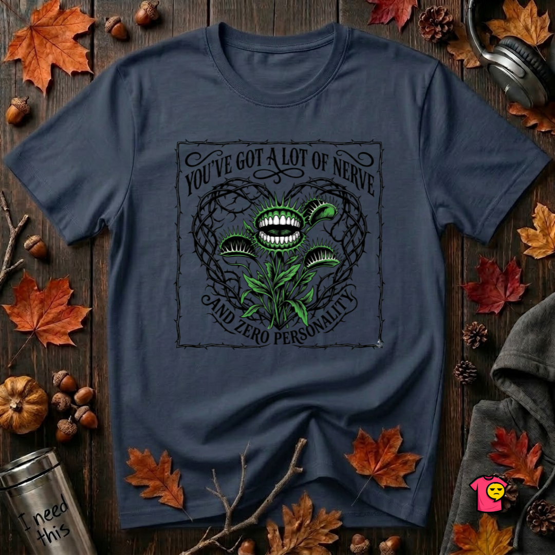 You've Got a Lot of Nerve Venus flytrap t-shirt in Navy by Snarky Sarks