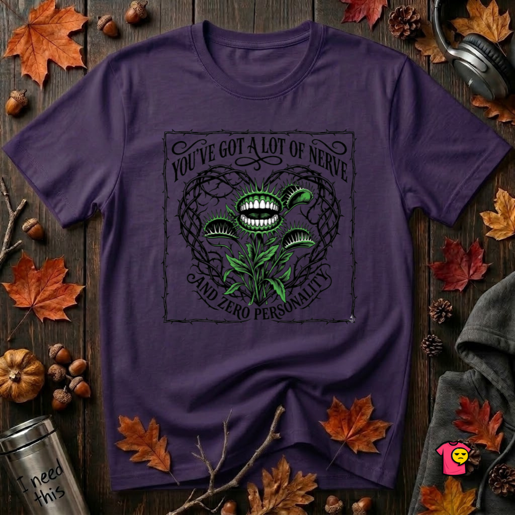 You've Got a Lot of Nerve Venus flytrap t-shirt in Purple by Snarky Sarks