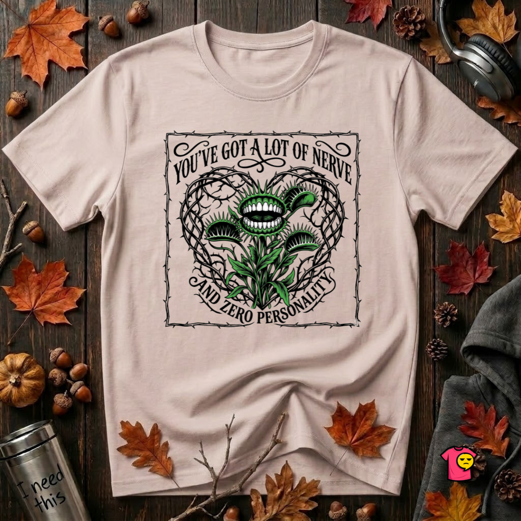 You've Got a Lot of Nerve Venus flytrap t-shirt in Soft Pink by Snarky Sarks