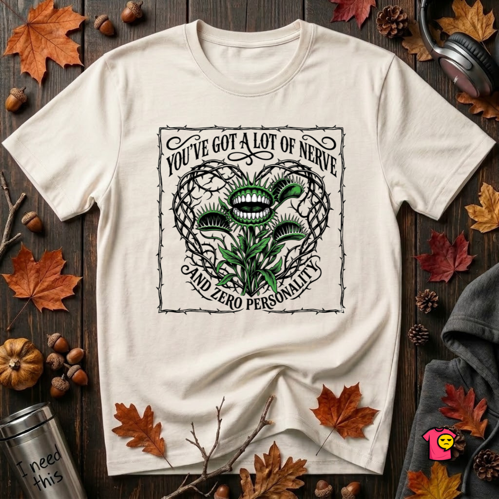 You've Got a Lot of Nerve Venus flytrap t-shirt in White by Snarky Sarks