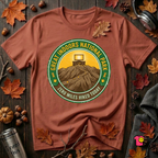 Great Indoors National Park sarcastic graphic t-shirt in Rust by Snarky Sarks