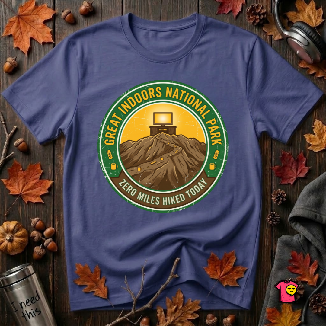 Great Indoors National Park sarcastic graphic t-shirt in Team Navy by Snarky Sarks