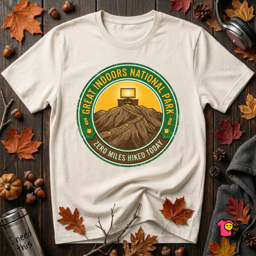 Great Indoors National Park sarcastic graphic t-shirt in White by Snarky Sarks