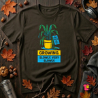 Growing Slowly. Very Slowly. sarcastic graphic t-shirt in Black by Snarky Sarks