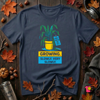 Growing Slowly. Very Slowly. sarcastic plant graphic t-shirt in Navy by Snarky Sarks