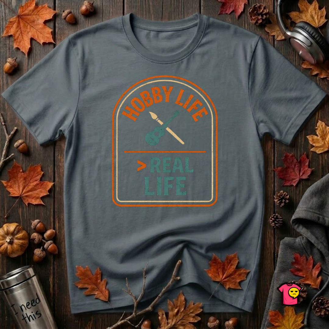 Hobby Life > Real Life sarcastic graphic t-shirt in Dark Gray by Snarky Sarks