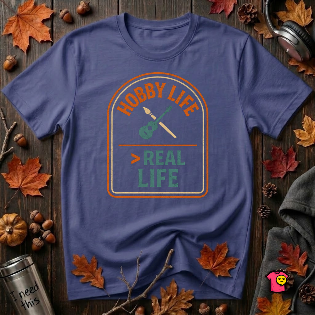 Hobby Life > Real Life sarcastic graphic t-shirt in Team Navy by Snarky Sarks