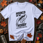 Hooked On My Hobby sarcastic graphic t-shirt in Ash by Snarky Sarks