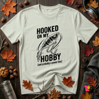 Hooked On My Hobby sarcastic graphic t-shirt in Citron by Snarky Sarks