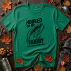 Hooked On My Hobby sarcastic graphic t-shirt in Kelly by Snarky Sarks