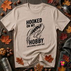 Hooked On My Hobby sarcastic graphic t-shirt in Natural by Snarky Sarks