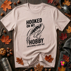 Hooked On My Hobby sarcastic graphic t-shirt in Soft Pink by Snarky Sarks