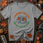 I Climbed This Far...and Got Tired sarcastic graphic t-shirt in Heather Storm by Snarky Sarks