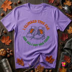 I Climbed This Far...and Got Tired sarcastic graphic t-shirt in Heather Team Purple by Snarky Sarks