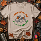 I Climbed This Far...and Got Tired sarcastic graphic t-shirt in Natural by Snarky Sarks