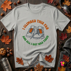 I Climbed This Far...and Got Tired sarcastic graphic t-shirt in Silver by Snarky Sarks
