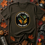 I Farm For Peace -- Send Help sarcastic graphic t-shirt in Black by Snarky Sarks